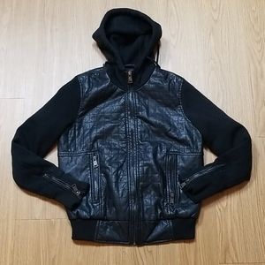 Therapy Black Quilted Vegan Leather Moto Hoodie